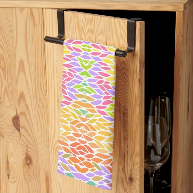 Söta färgglada bladmönster kökshandduk (Thirds Fold)