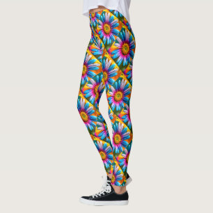 Söta färgglada blommönster leggings