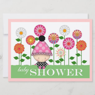 Söta färgglada blommor och baby baby shower inbjudningar