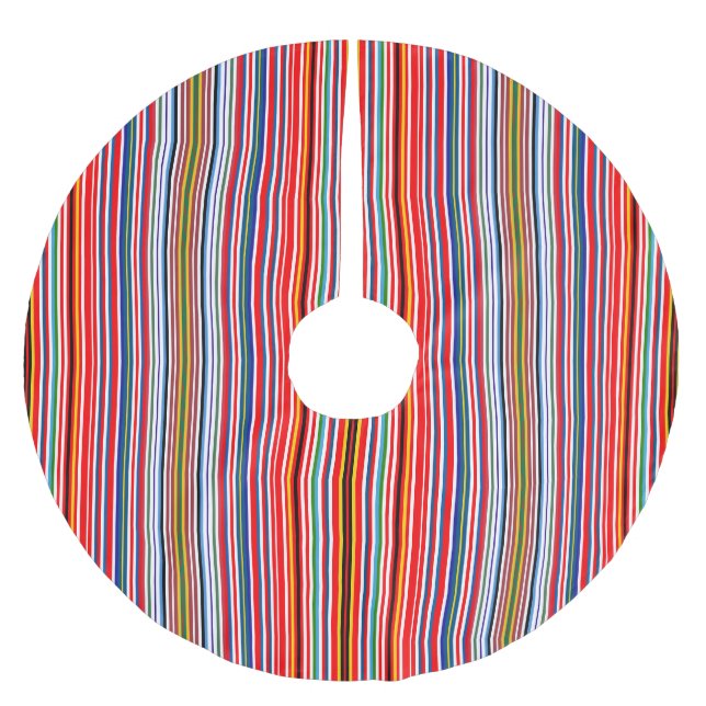 Söta färgglada dekorativa ränder julgransmatta borstad polyester (Framsidan)