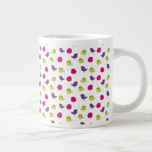 Söta färgglada fåglar  jumbo mugg (Höger)