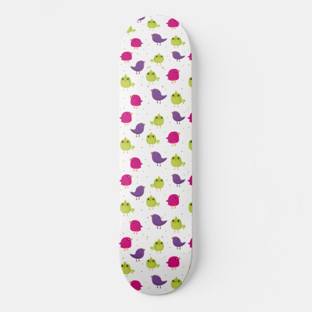 Söta färgglada fåglar  mini skateboard bräda 18,5 cm (Framsida)