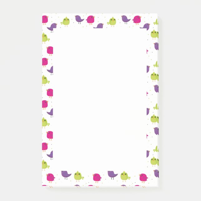 Söta färgglada fåglar  post-it block (Framsida)
