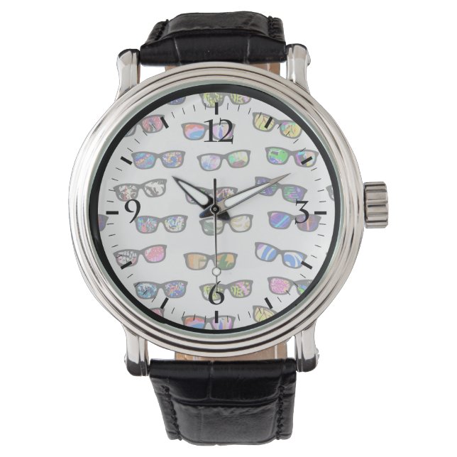 Söta färgglada glasögonmönster armbandsur (Framsida)