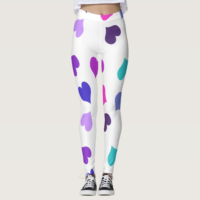 Söta färgglada hjärtan leggings (Framsida)