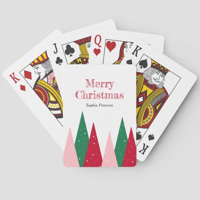 Söta färgglada julgranar moderna casinokort (Baksidan)