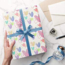 Söta färgglada krit-hjärten slitna presentpapper