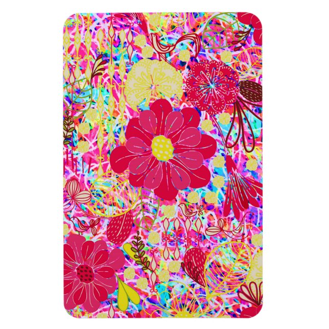 Söta färgglada ljusa blommor magnet (Vertikal)