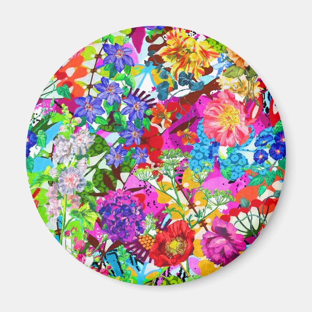 Söta färgglada magiska blommor magnet (Framsidan)