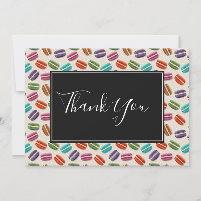 Söta färgglada makaroner Mönster tack Kort (Framsida)