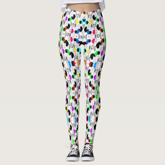 Söta färgglada molnmönster leggings (Framsida)
