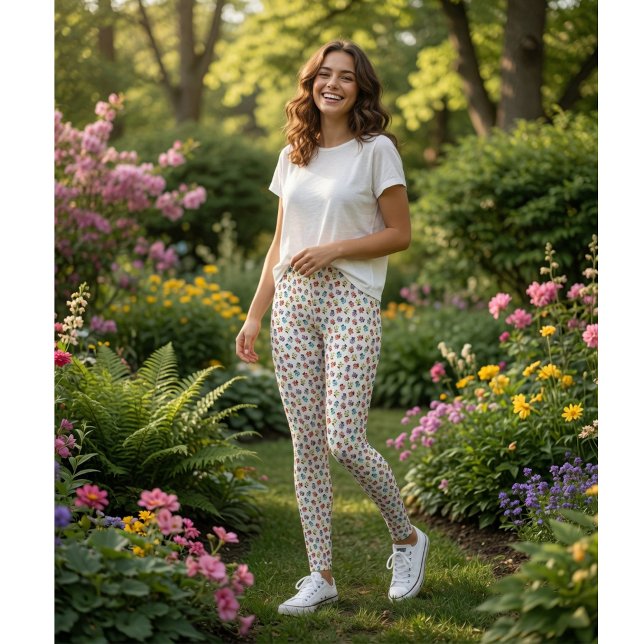 Söta färgglada nyckelpigor Mönster  Leggings (Skapare uppladdad)