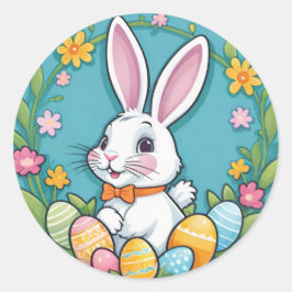 Söta färgglada påskharar blommor ägg klistermärken