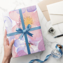 Söta färgglada pastellfärgade vattenfärg blommor presentpapper