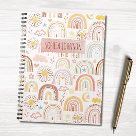 Söta färgglada regnbågar och Daisy Abstrakt Barn Anteckningsbok