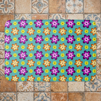 Söta färgglada retroblommor stor badrumsmatt badrumsmatta