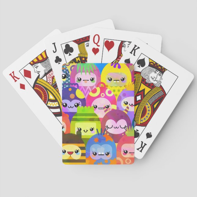 Söta färgglada seriefigurer casinokort (Baksidan)