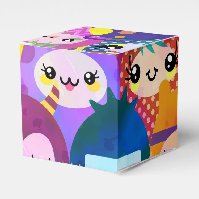 Söta färgglada seriefigurer presentaskar (Framsidan Sidan)