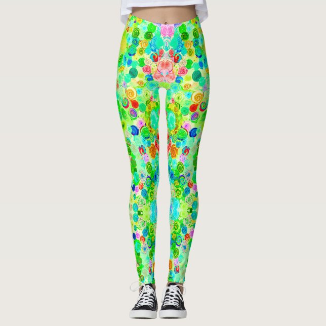 Söta färgglada spiralformade kosmosmönster legging (Framsida)