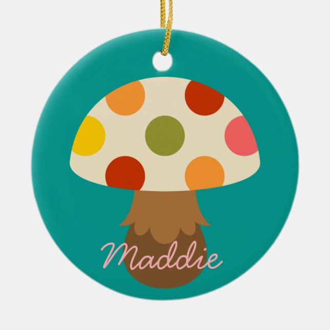 Söta färgglada svampkeramikprydnad julgransprydnad keramik (Framsidan)