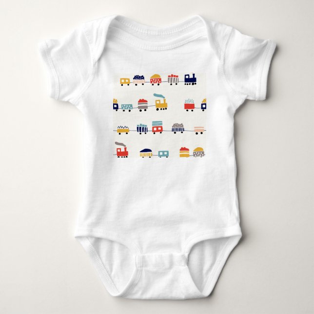 Söta, färgglada tåg nahtlös mönster. t shirt (Framsida)