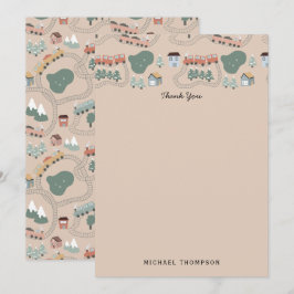 Söta färgglada tåg på järnvägsspår Barnmönster Tack Kort