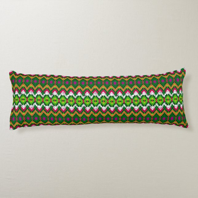 Söta färgglada traditionella geometriska mönster kroppskudde (Baksidan)