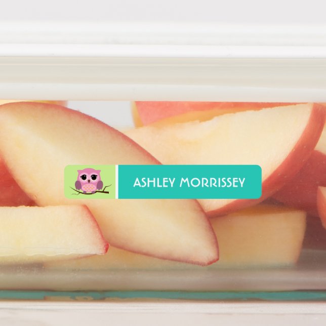 Söta färgglada ugglor barn namn etiketter (Påsatt)