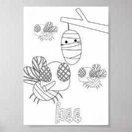 Söta Färgläggning Bin Insekter Poster