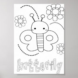 Söta Färgläggning Insekter Fjärilar Poster