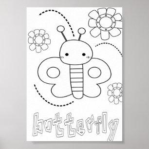 Söta Färgläggning Insekter Fjärilar Poster