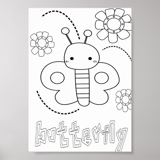 Söta Färgläggning Insekter Fjärilar Poster (Framsidan)