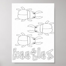 Söta färgläggningsbuggar skalbaggar poster