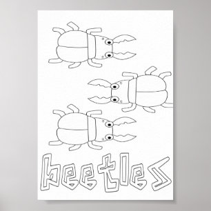 Söta färgläggningsbuggar skalbaggar poster