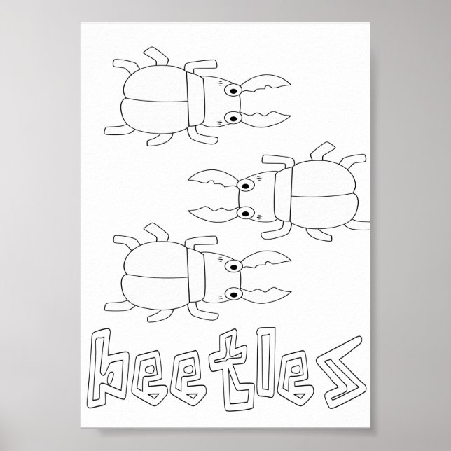 Söta färgläggningsbuggar skalbaggar poster (Framsidan)