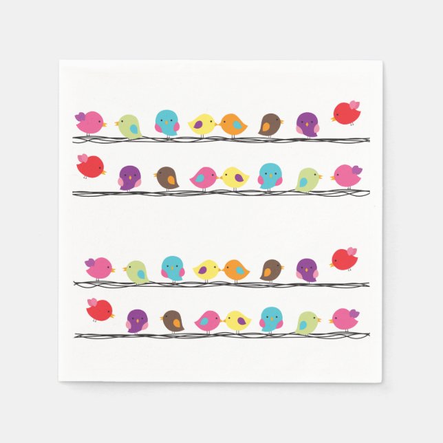 Söta, färglösa fåglar på papper napkin för rep pappersservett (Framsidan)