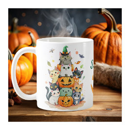 Söta, färglösa katter i pumpa, individanpassade mu kaffemugg