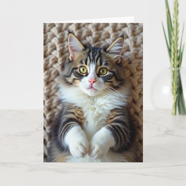 Söta farsdagsrandiga kattkort kort (Framsida)