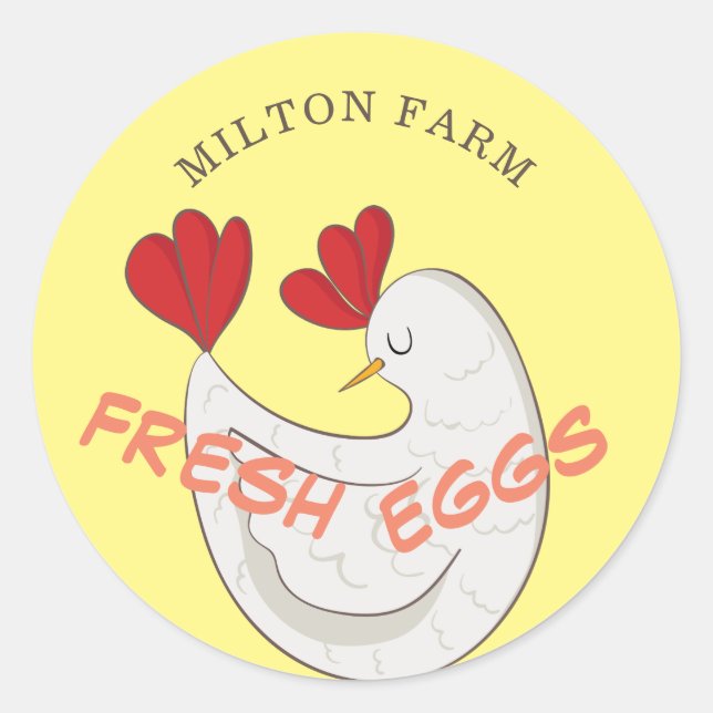 Söta, färska ägg monogram runt klistermärke (Framsida)