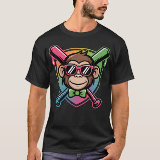 Söta fartyrsdjur baseboll rolig apa t shirt