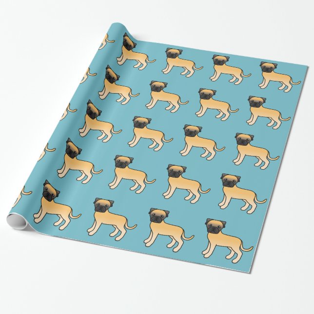 Söta Fawn Bullmastiff Hundar Mönster Presentpapper (Utrullad)