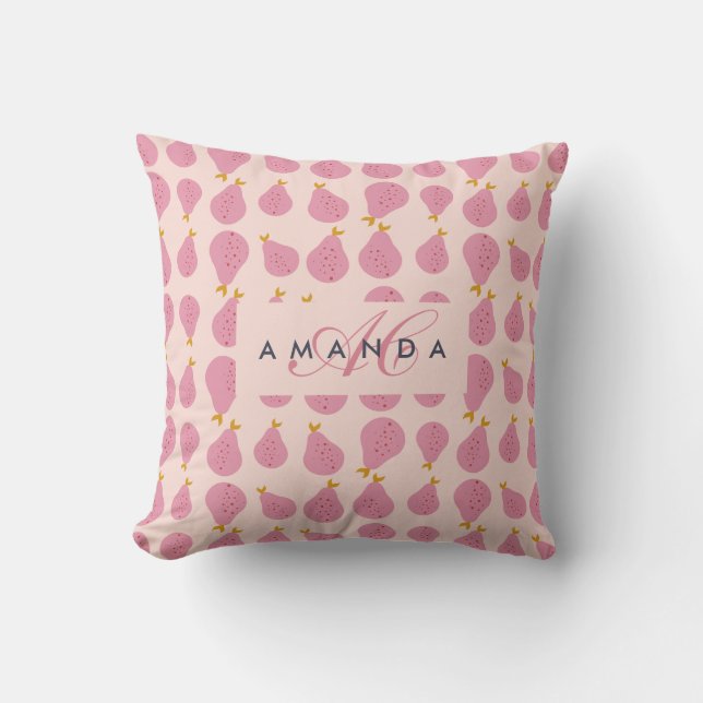 Söta feminina päronmonogram initialpresenter kudde (Framsida)