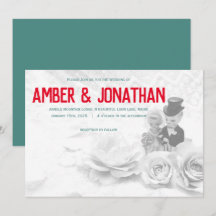 Söta figuriner och snöre bröllopsinbjudan