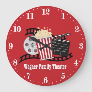 Söta filmpopcorn add namn teater stor klocka