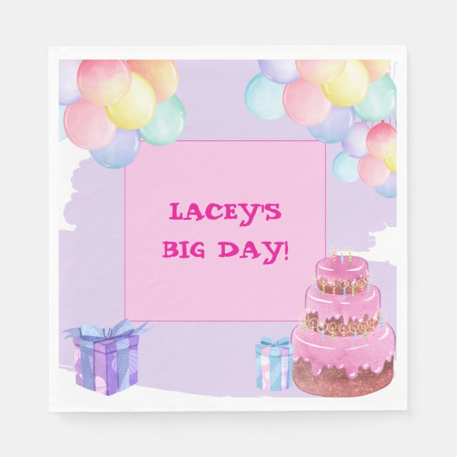 Söta Firande: Lila Birthday Pappersservett (Framsidan)