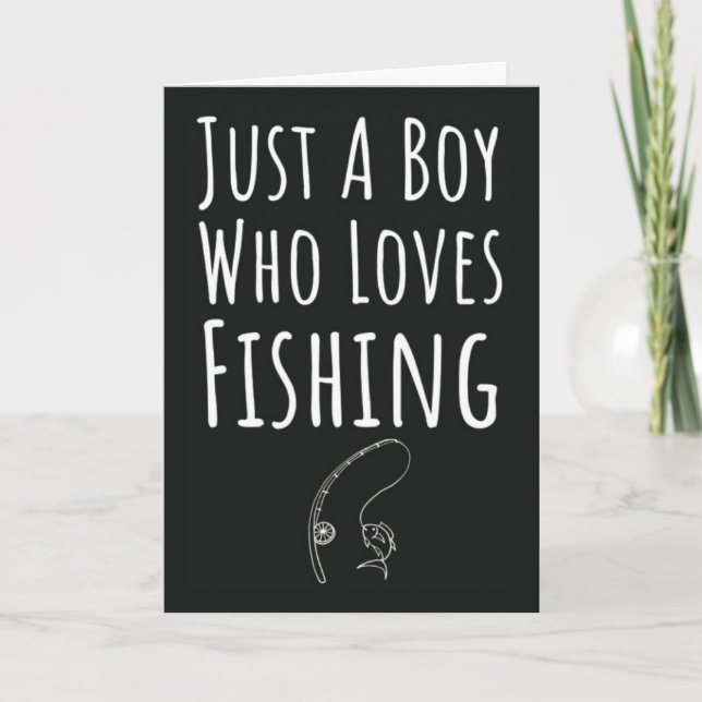 Söta Fiskekort För Små Pojkar Kids Fiskare Kort (Framsida)