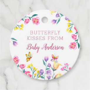 Söta fjärilkyssar vårblommig baby shower gåvor etiketter