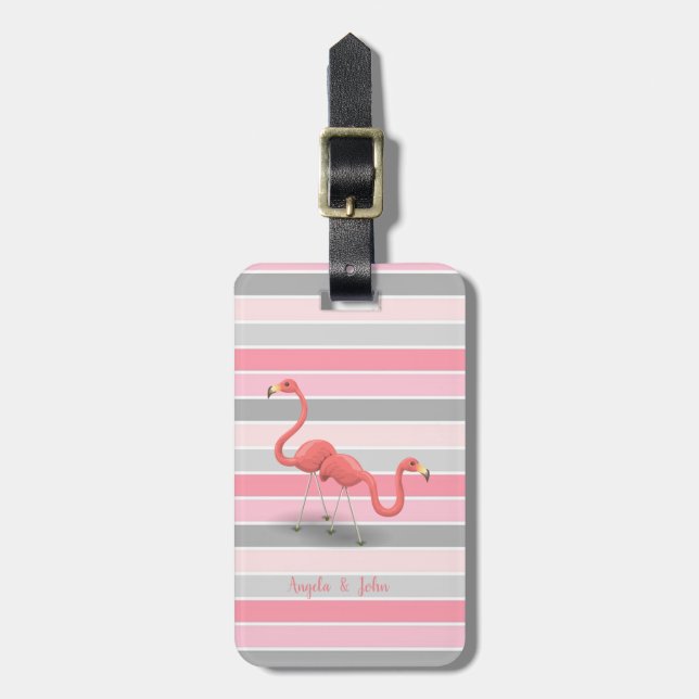Söta flamingos, personliga ränder bagagebricka (Vertikal Framsida)