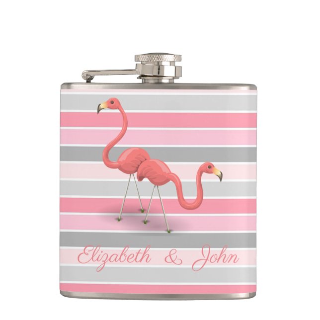 Söta flamingos, ränder,personanpassade fickplunta (Framsidan)