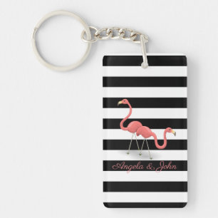Söta flamingos, svarta, vita ränder personliga